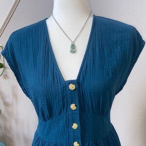 Universal Thread Teal Blue Button-Front Jumpsuit